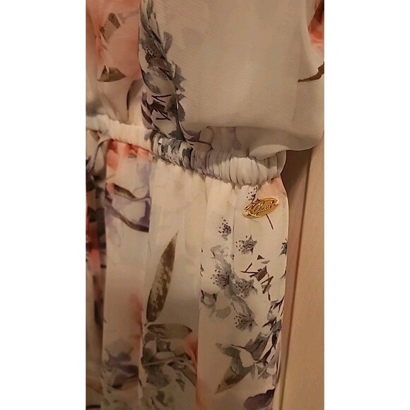 Guess Sundress Large White Floral Maxi Lined Side Slits Beachy Adjustable Straps - Picture 13 of 15